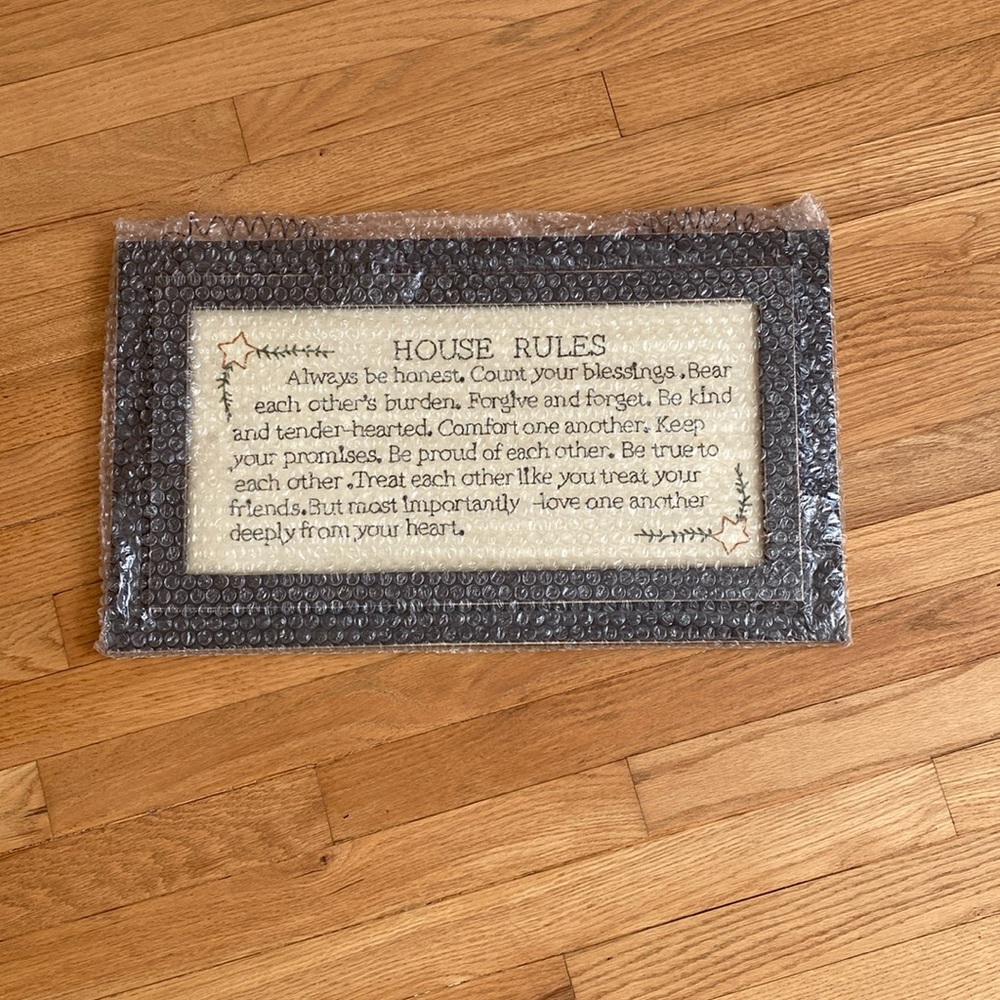 NEW IN BOX & BUBBLE WRAP! House Rules wall hanging